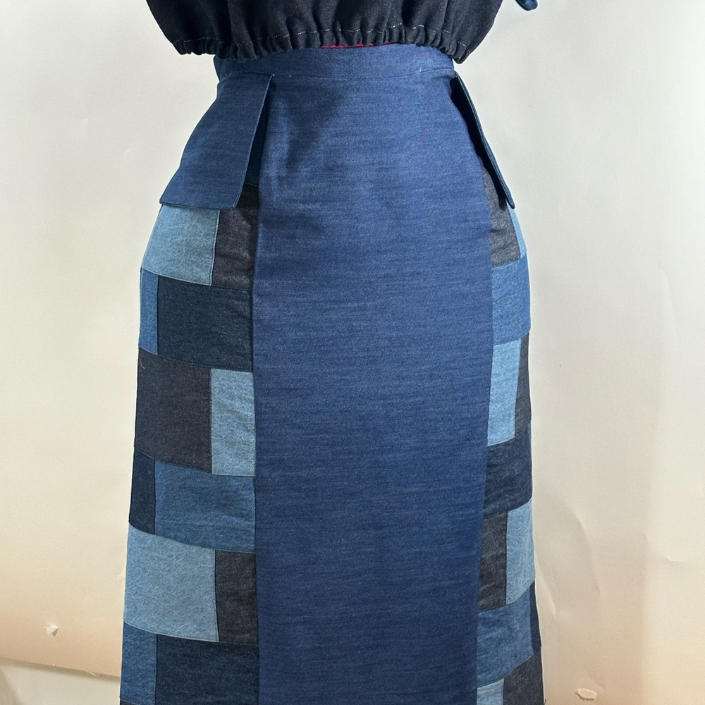 Patchwork Denim Skirt